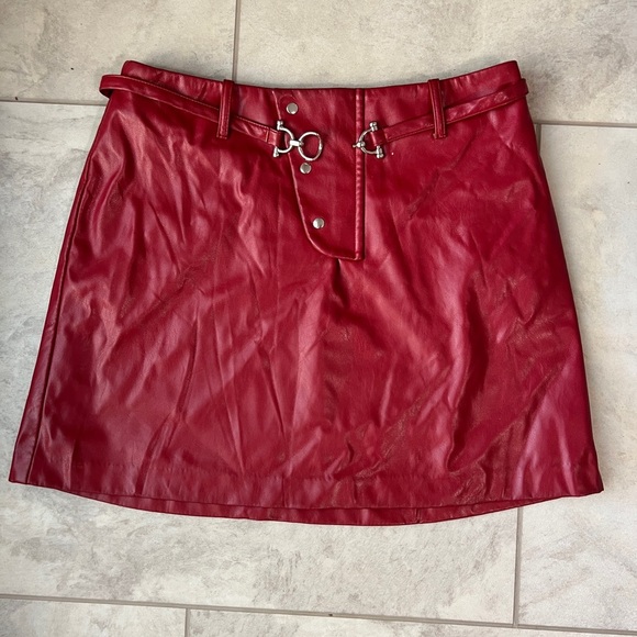 Saunders Collective Dresses & Skirts - Saunders Collective Red Faux Leather Skirt